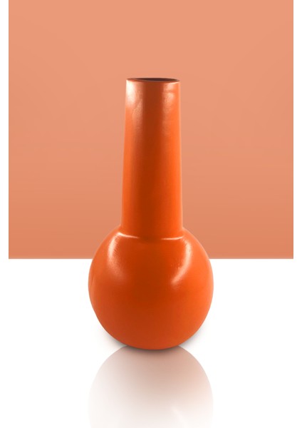Butera Seramik Vazo - Dekoratif Ev Aksesuarı - Turuncu - 31 cm * 17 cm