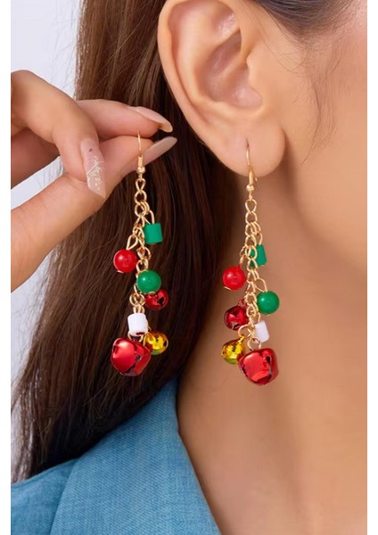 Yılbaşı Temalı Boncuk ve Zil Sallantılı Kadın Küpe fiyatları