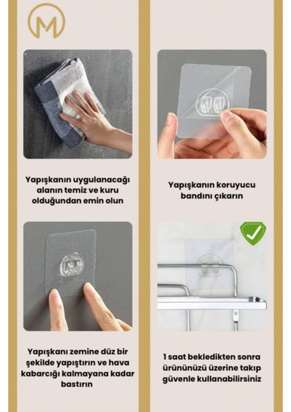 Tekno Trust Yapışkanlı Banyo Rafı Mat Siyah