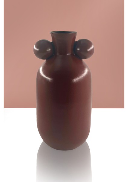 Amphoro Seramik Vazo - Dekoratif Ev Aksesuarı - Kahve - 32 cm * 16 cm