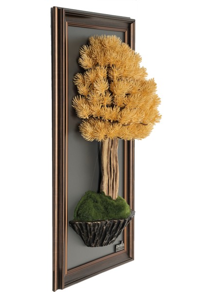 Bonsai Tablaeu -3-2A - Mdf Plaka Üzerinde Çerçeveli 3 Boyutlu Yapay Ağaç Tablosu 33X60 cm
