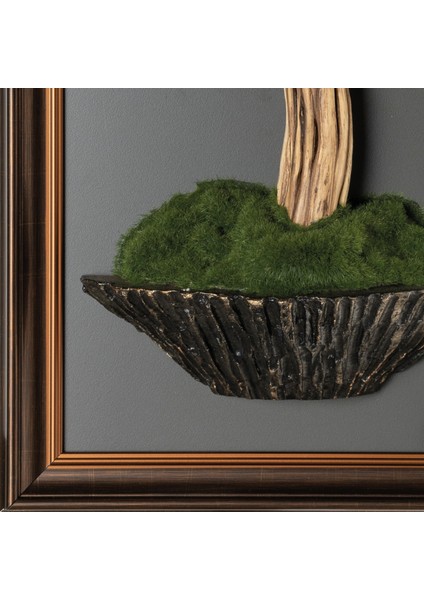 Bonsai Tablaeu -3-2A - Mdf Plaka Üzerinde Çerçeveli 3 Boyutlu Yapay Ağaç Tablosu 33X60 cm
