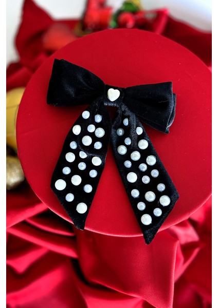 Inci Süslemeli Siyah Kadife Fiyonk Toka modelleri