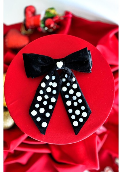 Inci Süslemeli Siyah Kadife Fiyonk Toka fırsatları