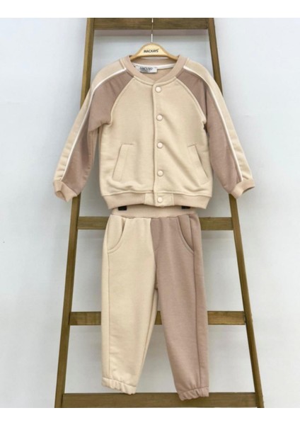 Bisiklet Yaka Önden Çıtçıtlı Kolej Hırkalı Erkek Çocuk Eşofman Takımı