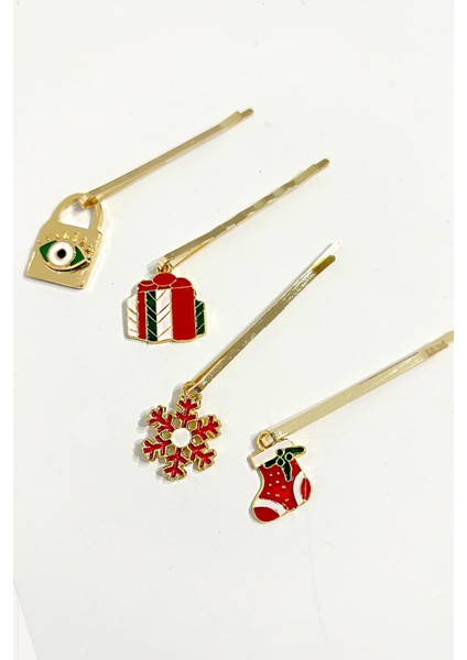 Yılbaşı Christmas Present Tel Toka Seti 4'lü Paket fiyatları