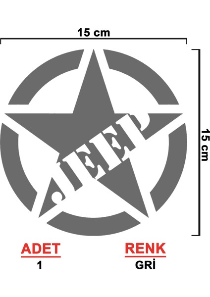 Star Sticker Model 2 - 4x4 Sticker - Off Road Sticker - Jeep Sticker - Oto Sticker - Araba Sticker - Kaput Sticker - Kapı Sticker