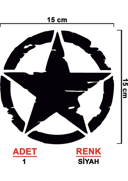 Star Sticker Model 5 - 4x4 Sticker - Off Road Sticker - Jeep Sticker - Oto Sticker - Araba Sticker - Kaput Sticker - Kapı Sticker fiyatları