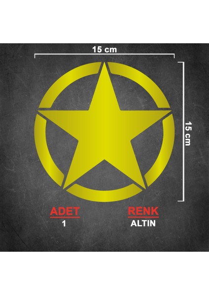 Army Star Sticker - Yıldız Sticker - Oto Sticker - Araba Sticker - Araç Sticker - Kaput Sticker - Arma Sticker