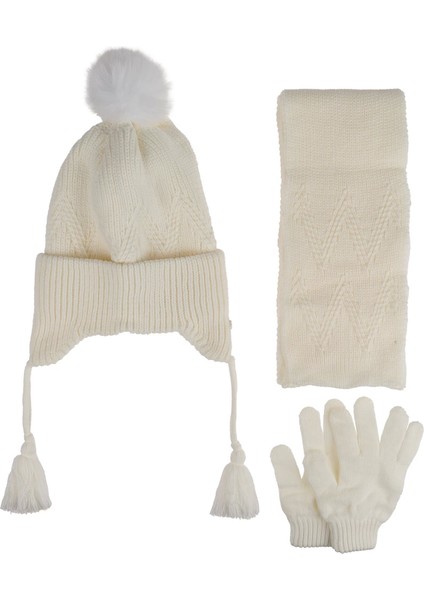 K24170-03 Kız Çocuk 4-8 Yaş 3'lü Bere Set