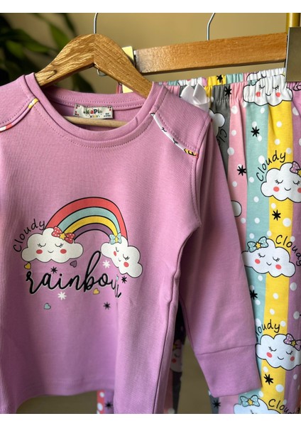 Rainbow Baskılı Mor Pijama Takımı fiyatları