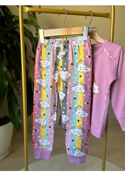 Rainbow Baskılı Mor Pijama Takımı modelleri