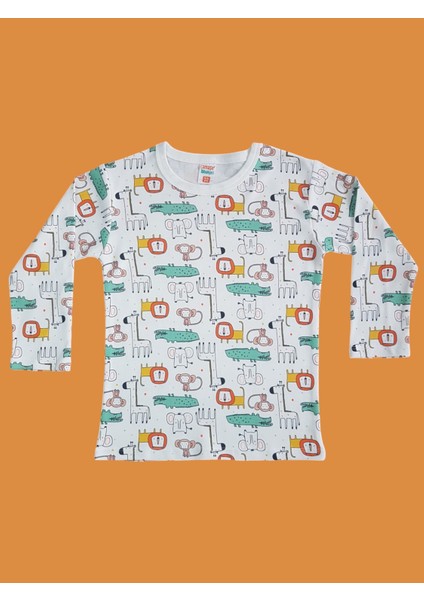 Uzun Kollu Desenli Çocuk Pijama Takım #baskılıçocukpijamatakım #çamaşırbahçesi #aslandesenli fiyatları