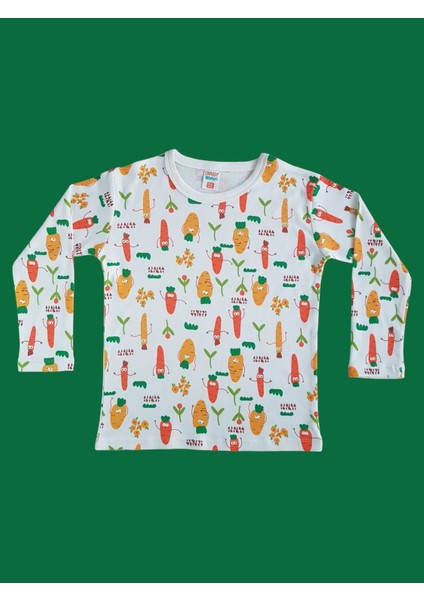 Uzun Kollu Desenli Çocuk Pijama Takım #baskılıçocukpijamatakım #çamaşırbahçesi #sebzedesenpijama fiyatları