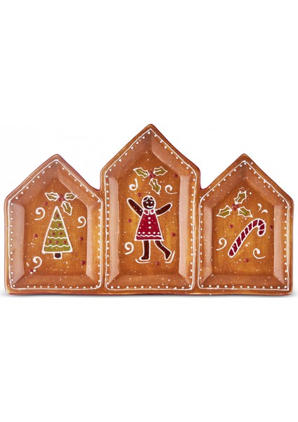 New Year Yılbaşı Gingerbread Triplate Servis Tabağı fiyatları