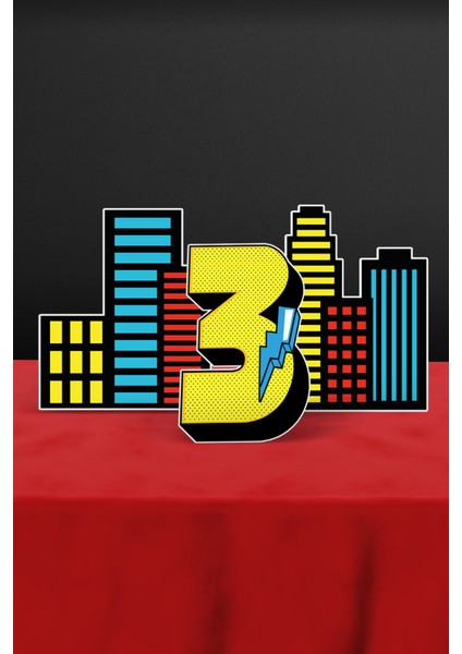 Süper Kahraman Temalı 3 Yaş Doğum Günü Parti Seti (Spiderman, Batman, Superman Uyumlu) - Ma x i