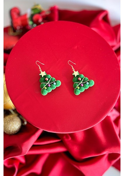 Yılbaşı Serisi Ponpondan Yılbaşı Ağacı Küpe fırsatları