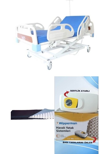 3 Motorlu Full Abs Hasta Karyolası + Lazer Kesim Yatak + Baklava Tipi Havalı Yatak Takım