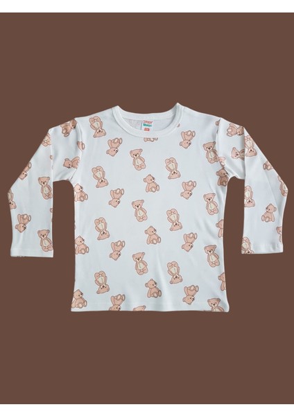 Uzun Kollu Desenli Çocuk Pijama Takım #baskılıçocukpijamatakım #çamaşırbahçesi #ayıcıkdesenpijama