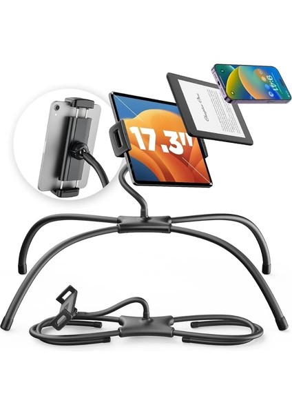 Saiji Q2T 360° Ayarlanabilir Tablet ve Telefon Standı – Yatak, Masa, Zemin ve Araba Için Esnek ve Dayanıklı Monitör ve Telefon Tutucu, Hafif ve Taşınabilir Tasarım