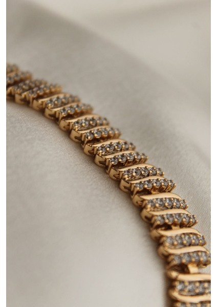 Vip Çelik Rose Gold Zirkon Taşlı Bileklik 17+2 cm