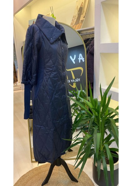 Kollari Triko Şişme Mont Laçivert 6378 fiyatları