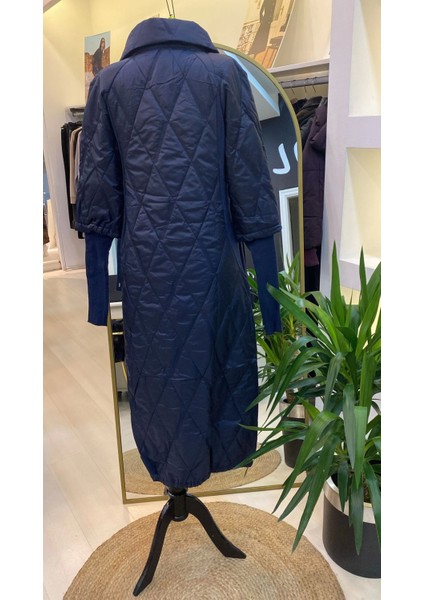 Kollari Triko Şişme Mont Laçivert 6378 modelleri