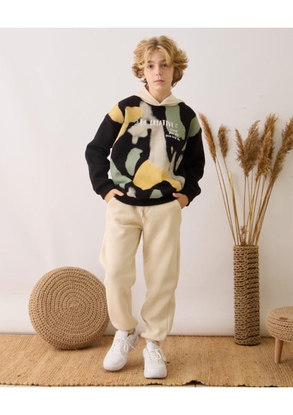 Yazı Baskılı 3 Iplik Erkek Çocuk Eşofman Takım