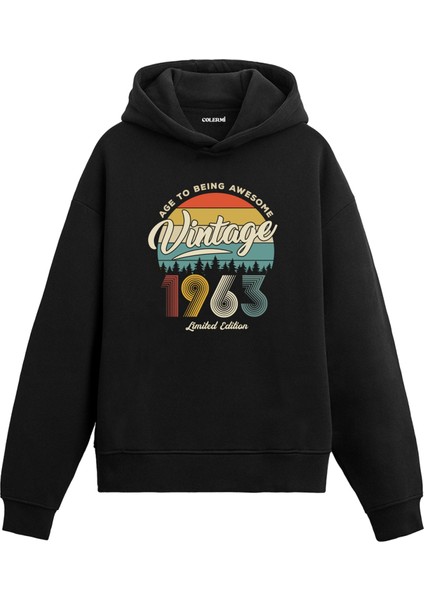 1963 Vintage Nostalji Doğum Günü Hediyesi Vintage Tasarım Kapşonlu Sweatshirt