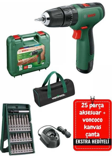 1.5 - 1.9 Ah Easyımpact 1200 Şarjlı Darbeli Matkap Tek Akülü Bosch Yeşil Vidalama Makinesi 18V 1.5