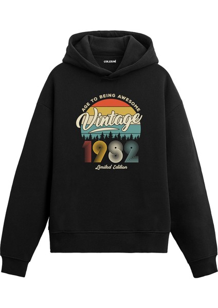 1982 Vintage Nostalji Doğum Günü Hediyesi Vintage Tasarım Kapşonlu Sweatshirt