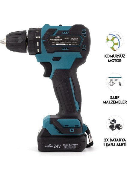 Darbesiz Kömürsüz Vidalama MK24 5.0 - 5.4 Ah 24 Volt Takım Çantalı 2 Yıl 2