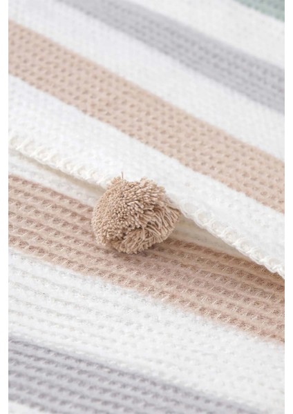 Ponpon Pamuklu Tek Kişilik Battaniye 150X200 cm modelleri