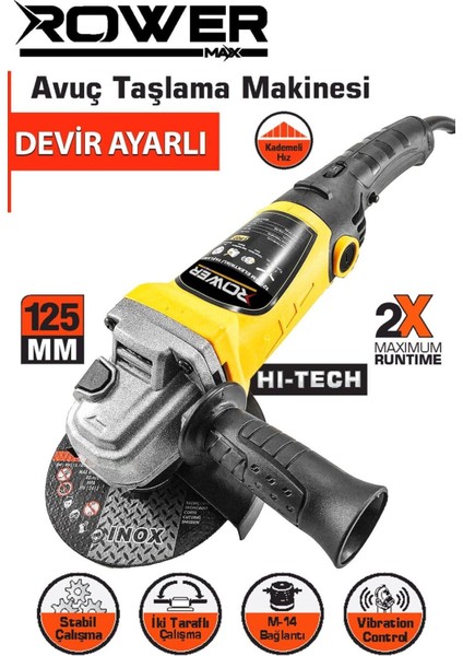 99965VFX 115 mm Devir Ayarlı Spiral Avuç İçi Kesme ve Taşlama Makinesi 1000 Watt