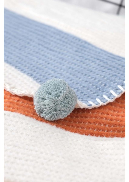 Ponpon Pamuklu Çift Kişilik Battaniye 200X220 cm modelleri