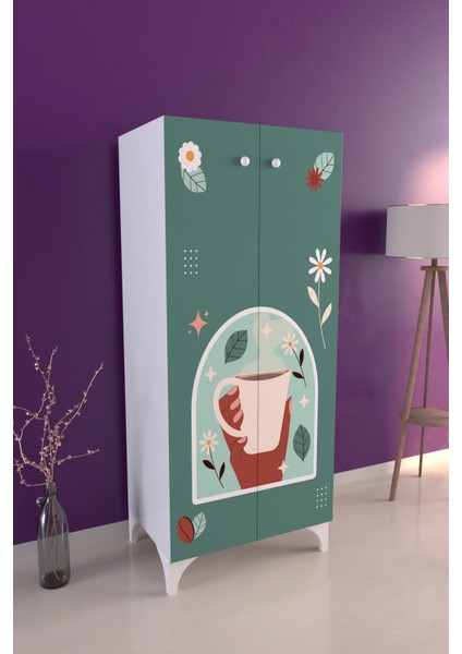 Kahve Temalı 3 Raflı Çok Amaçlı Dolap Mutfak Salon Banyo Ofis Salon Dolabı