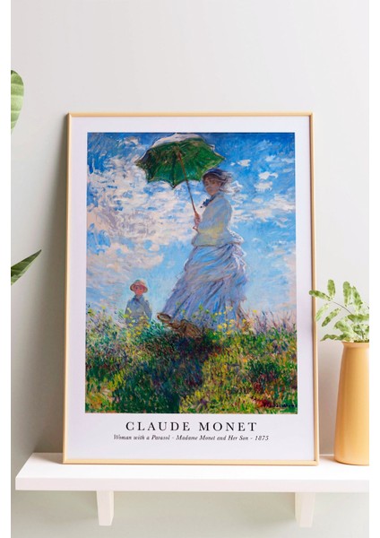 Claude Monet - Gezinti (Woman With A Parasol) Madame Monet And Her Son Tablosu Sanat Eseri Posteri