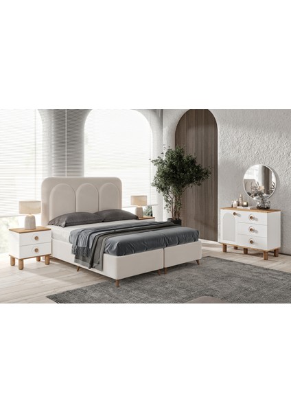 Ücretsiz Montaj - %100 MDF Rosa 6 Kapaklı Yatak Odası Takımı - MDF Dolap - Elbise Dolabı
