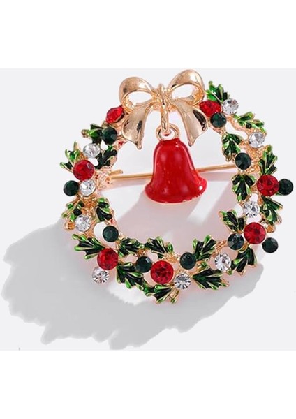 Yılbaşı Hediyelik Çamlar Arasında Noel Figürlü Broş