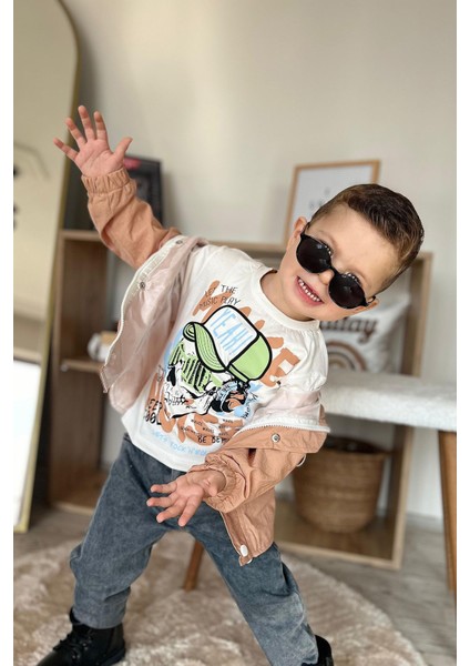 Kurukafa Desenli Yağmurluklu Erkek Çocuk 3 lü takım - Camel fiyatları