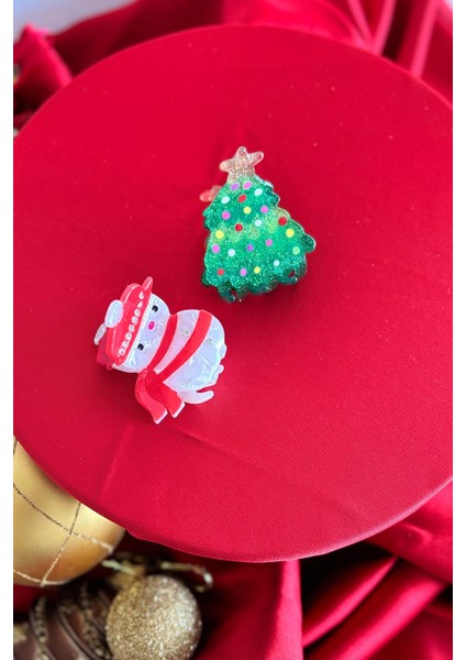 Yılbaşı Ağacı ve Kardanadam Figürlü Asetat Mandal Toka 2 Adet fiyatları