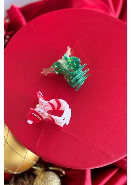 Yılbaşı Ağacı ve Kardanadam Figürlü Asetat Mandal Toka 2 Adet modelleri