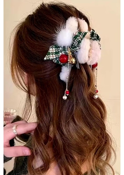 Yılbaşı Kaşe Desenli Tüylü Mandal Toka fiyatları