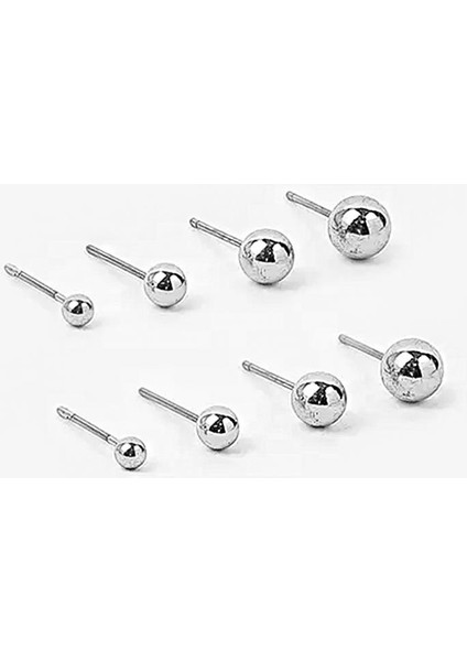 Paslanmaz Çelik Anti Allerjik Top Çivi Unisex Küpe Seti 6'lı Paket