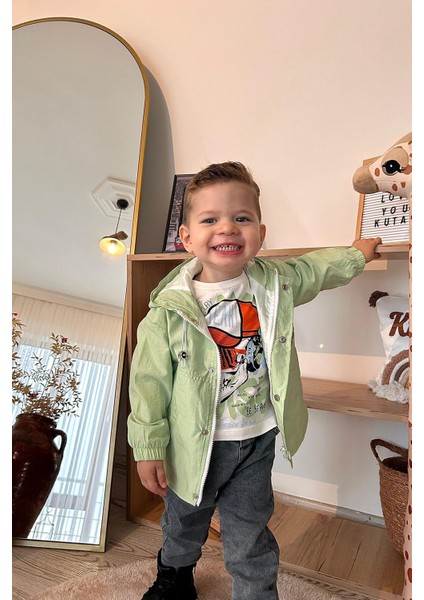 Kurukafa Desenli Yağmurluklu Erkek Çocuk 3 lü takım - Yeşil fiyatları
