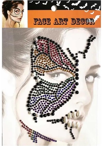 Kendinden Yapışkanlı Kelebek Desenli Yüz Taşı Yüz Sticker