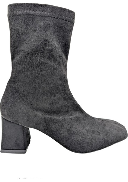 Gelovia Kadın Topuklu Streç Bot - Gelovia - Siyah-Süet - 37