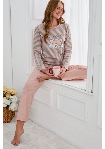 Kadın Genç Baskılı Interlok Pijama Takımı 24204
