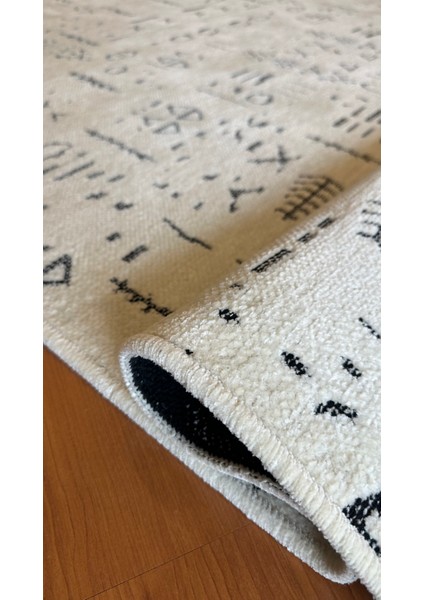 Ecosıa Modern Şönil Kilim Halı Yüksek Kalite Yolluk Antrasit Yıkanabilir Saçaklı Kaymaz Taban