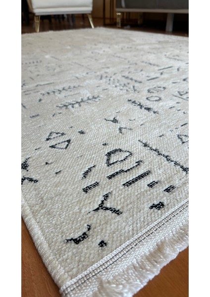 Ecosıa Modern Şönil Kilim Halı Yüksek Kalite Yolluk Antrasit Yıkanabilir Saçaklı Kaymaz Taban modelleri